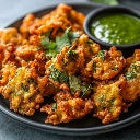 Pakora Recipe (Indian Vegetable Fritters) __A plate of golden, crispy vegetable pakoras, served with green mint chutney and tamarind sauce on the side_ __Ingredients_ _- 1 cup chickpea flour (besan) _- 1_2 teaspoon.webp
